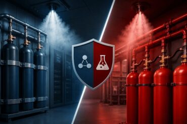 Diferenças entre sistemas de supressão por gás inerte e gás químico